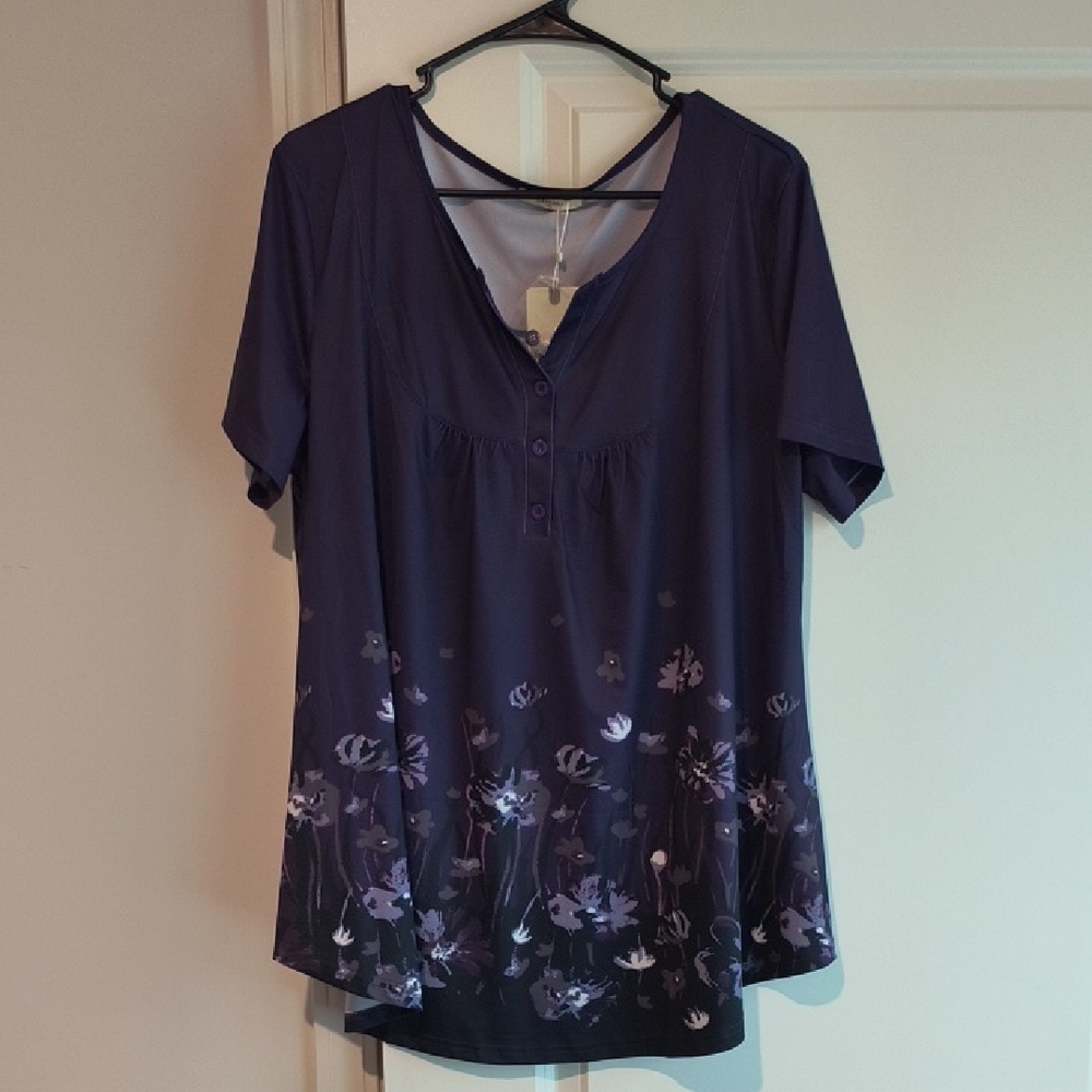 Blue Graphic Short Sleeve Tunic